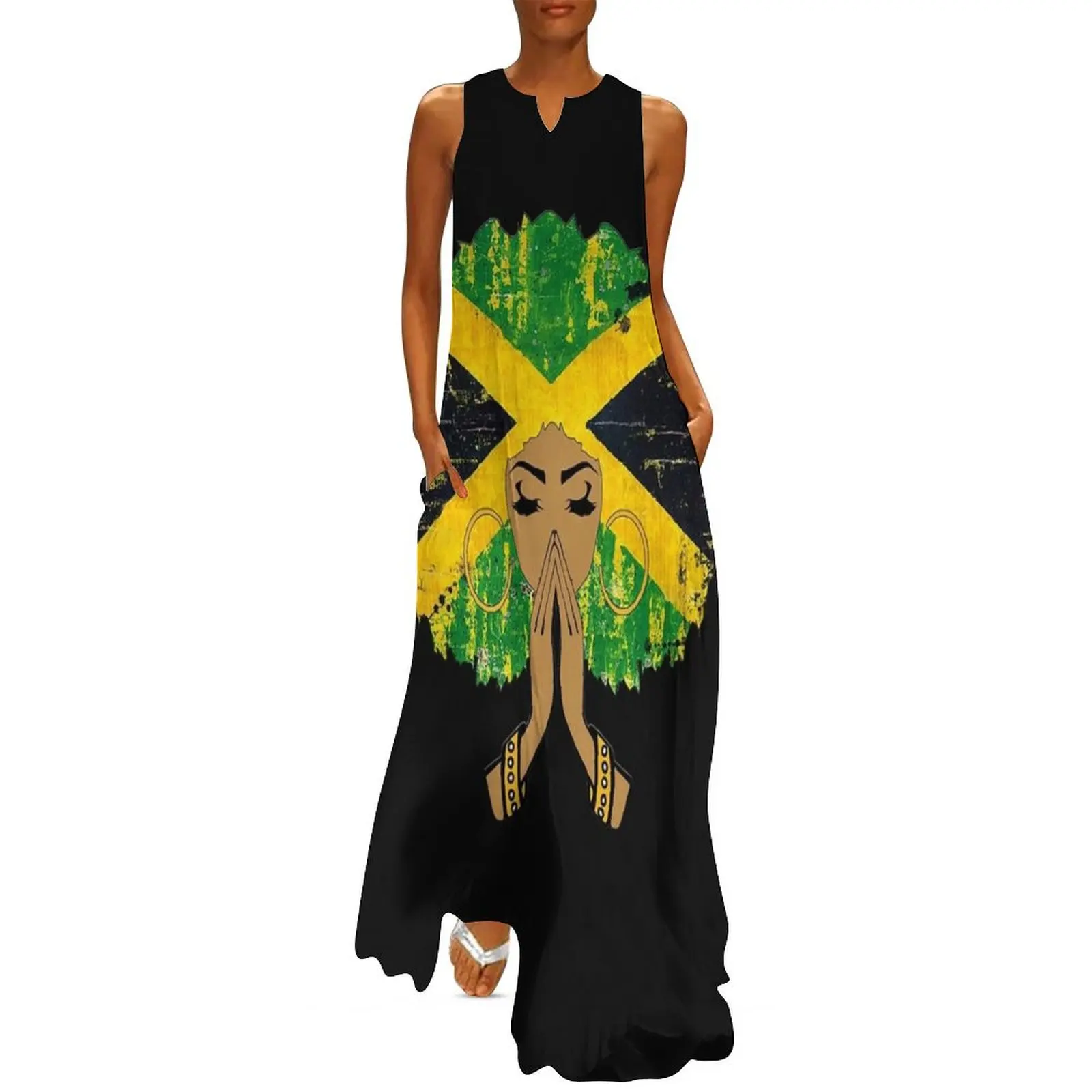 Jamaican Flag Black Woman Melanin Queen Afro Long Dress Summer skirt summer dress for women 2025