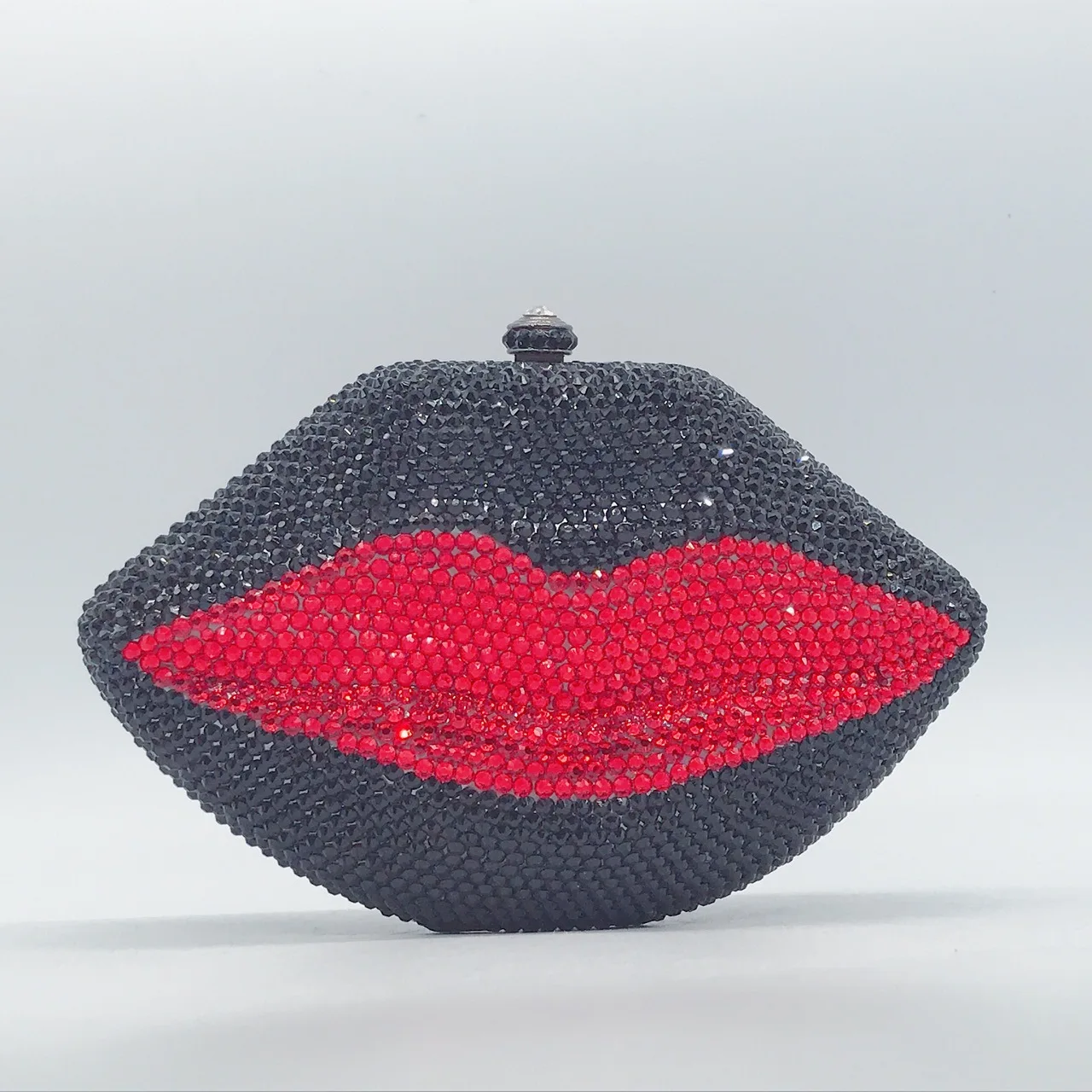 Lips Diamond Dinner Gem Bag Banquet Rhinestones Handle Style Hard Box Full Diamond Chain Women's Bag Trendy Snap Closure Handbag