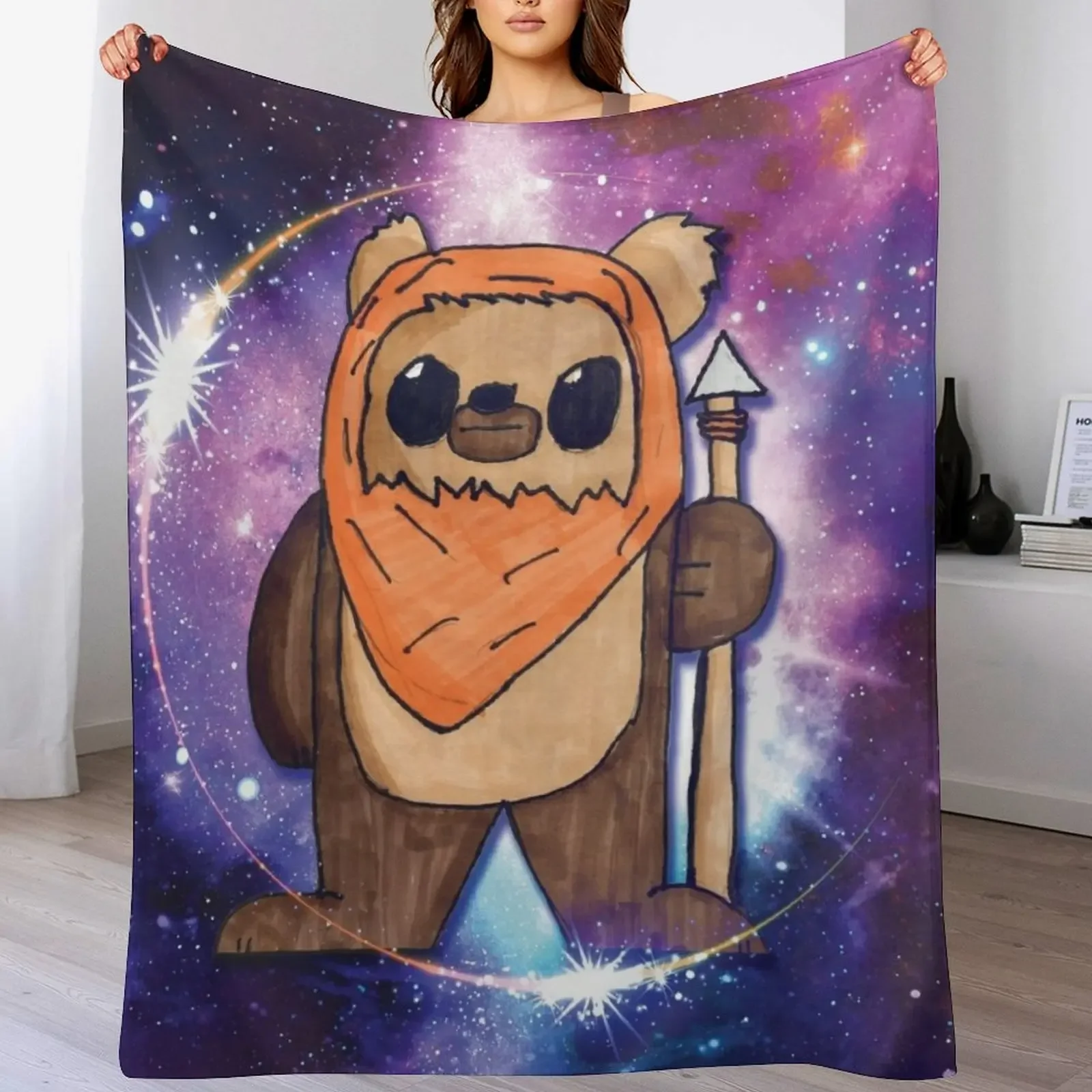 Space Galaxy Ewok Bear Throw Blanket Hairy Luxury Throw Thins Blankets