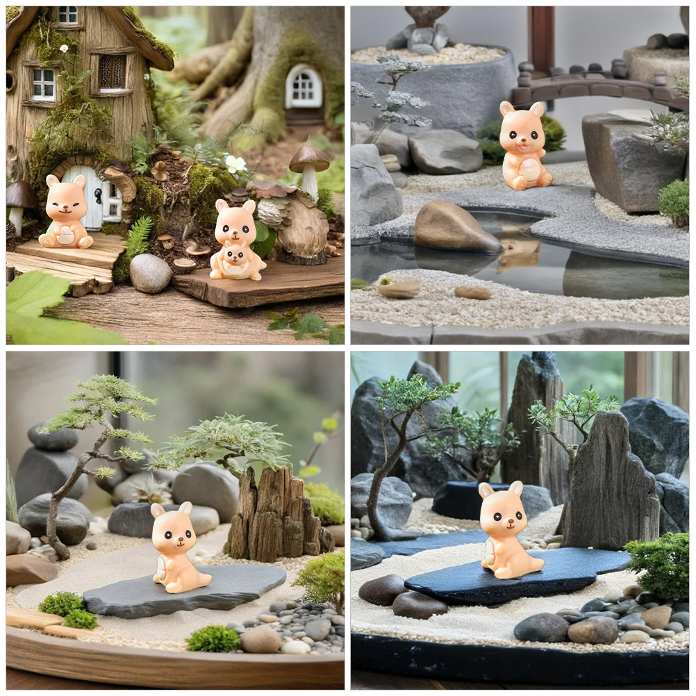 8 stuks Micro Kangoeroe Hars Decoraties Kleine Dierenbeeldjes voor DIY Tuin Terrarium Woondecoratie Accessoires