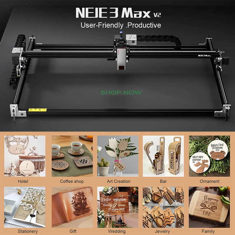 

NEJE 3 MAX V2 E40 /E80 CNC Laser Fixed Focal CNC Laser Engraver Wood Cutter Router Printer Stainless Steel Mark Tool Bluetooth