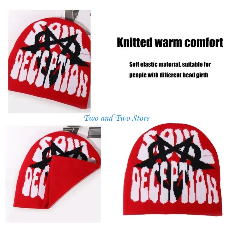 HX6F Winter Knitted Hat for Teen Windproof Handmade Cold Weather Skiing Riding Hat