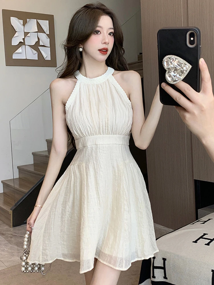 Mode Sommer Kurze Abend Geburtstag Kleid Frauen Süße Sexy Halfter Ärmellose Dünne Mini Party Kleid Mujer Vestido Straße Kleidung