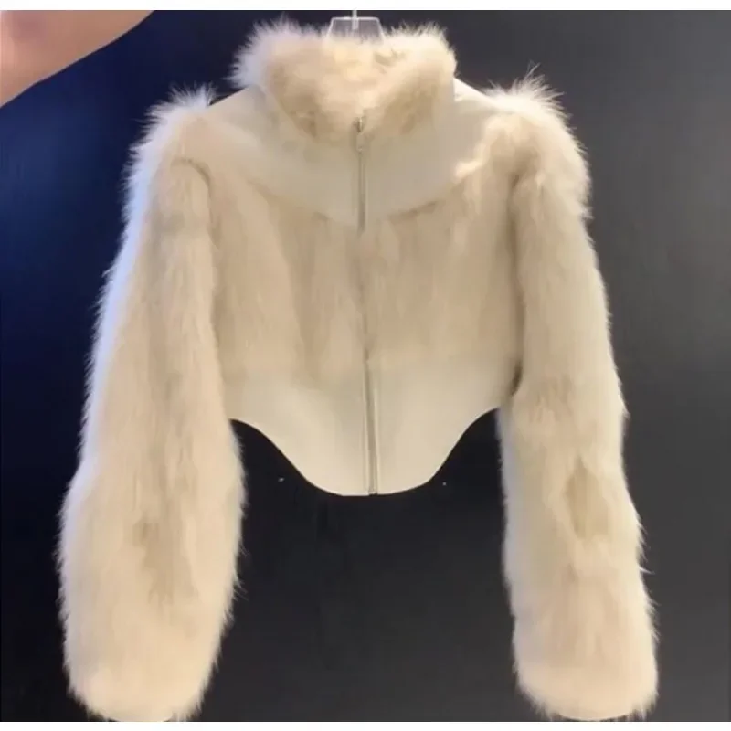 

New Autumn and Winter Models Match Gentle Korean Version Minority Advanced Xiaoxiang Method White Stylish Furry Jacket Female