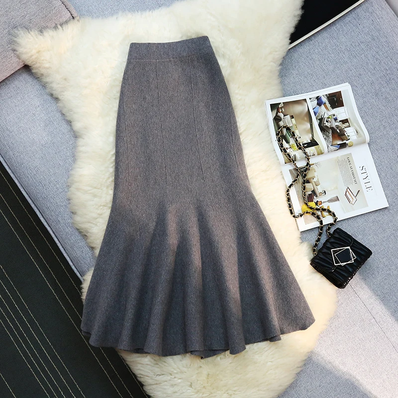 알파모다 2025, 신상, 힙커버, 니트 피쉬테일 스커트, 여성용, 레트로, 하이웨이스트, A라인 스커트, 패션 머메이드 스커트