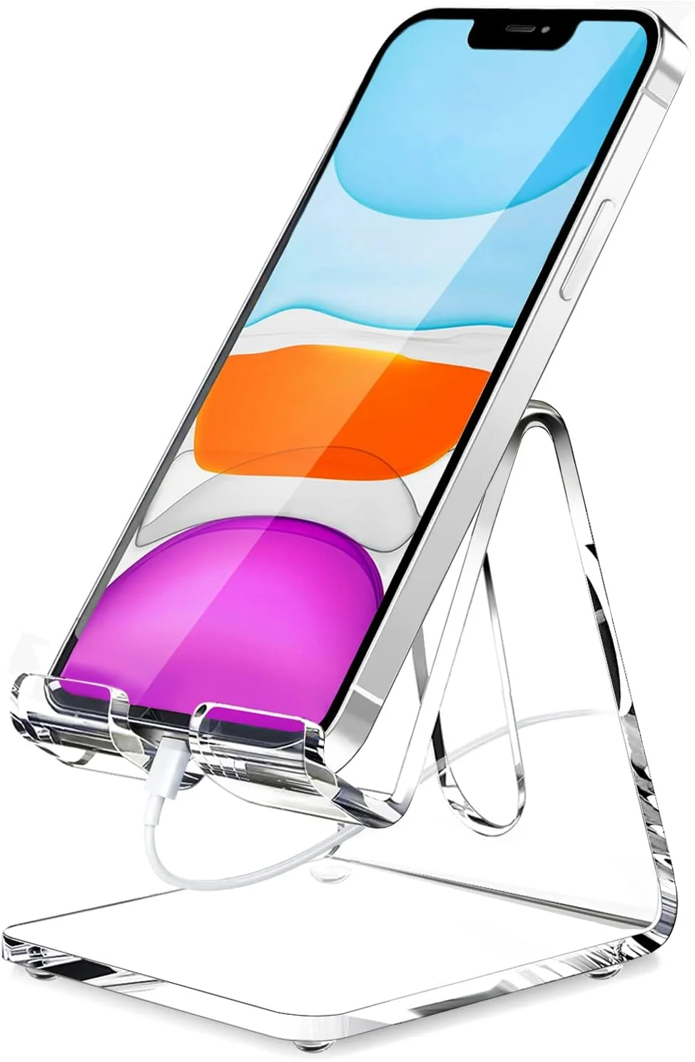 

Acrylic Phone Stand, Ergonomic Design for Apple iPhone and Samsung Galaxy, Compatible with 4-8 Inch Screens