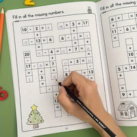 2pcs,Math Addition, Subtraction, Multiplication,and Division Practice Book:Gap Filling Puzzle Game Learning Book within 20 Grids