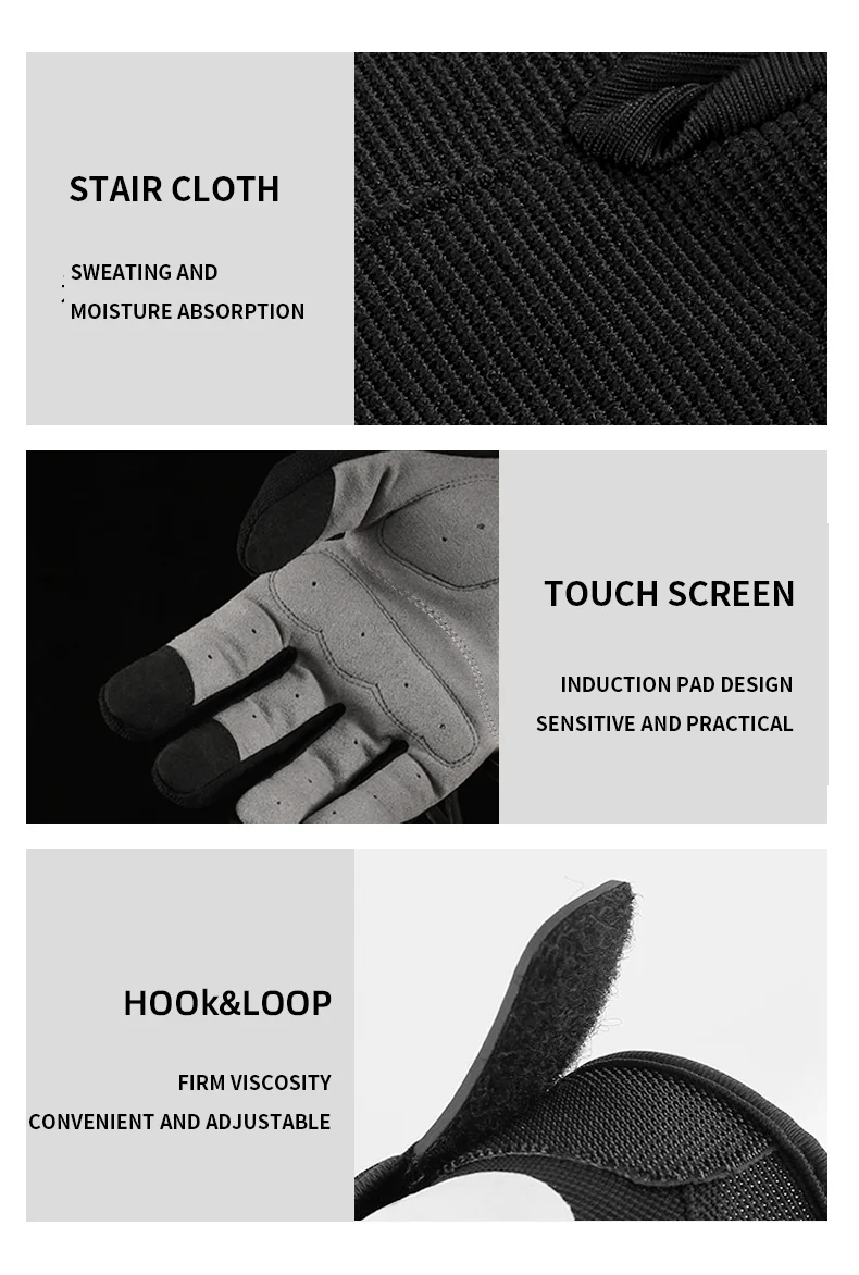 Fahrradhandschuhe für Herren und Damen Touchscreen-fähig Stoßdämpfend Dicke Handflächenpolsterung Rutschfest Atmungsaktiv Mountainbike-Handschuhe – Detail 7