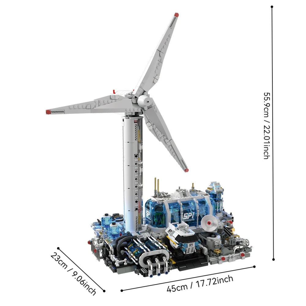 

2291pcs Original Technology Wind Power Plant Model, Space Farm Building Blocks, Large Size Movable Light Ornament, Bricks Gift