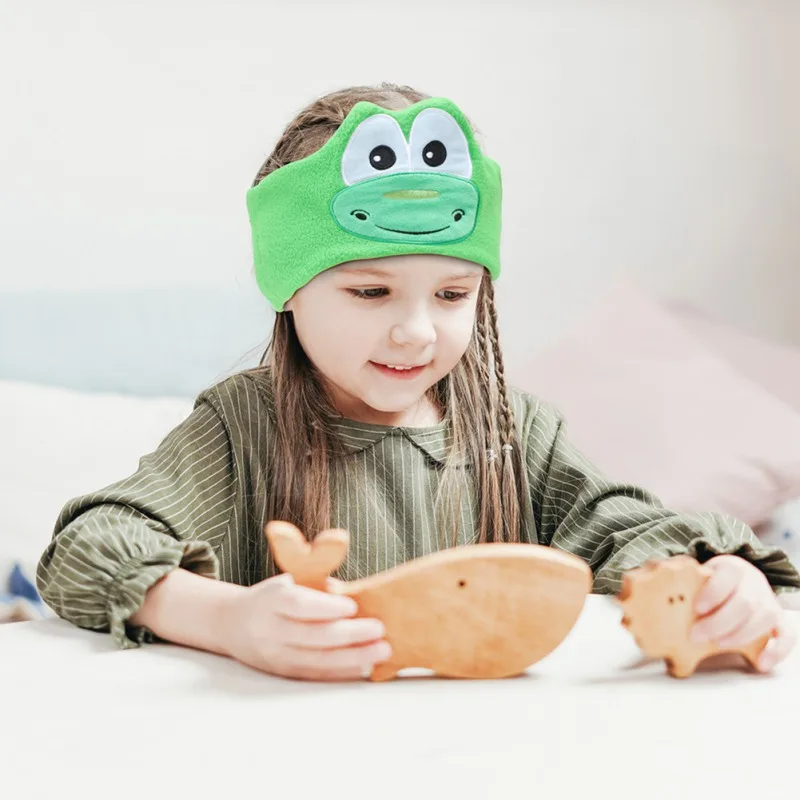 Soft Kids Animal Headband Activate SIRI Hi-Fi Stereo Bass Music Sleep Eye Mask Wireless Bluetooth-compatible Headphones with Mic