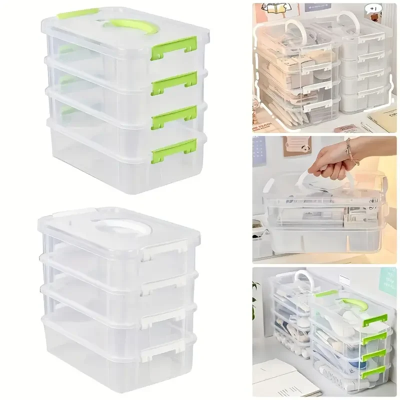 4Layer Storage Box Transparent Stackable Storage Box For LEGO Toy Mobile Phone Case Sundries Jewelry Dormitory Storage Box