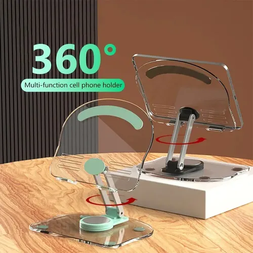 투명 회전 스탠드 아크릴 플레이트, 데스크탑 휴대폰 태블릿, 범용 라이브 접이식 조정, 컴퓨터 지지대 스탠드 