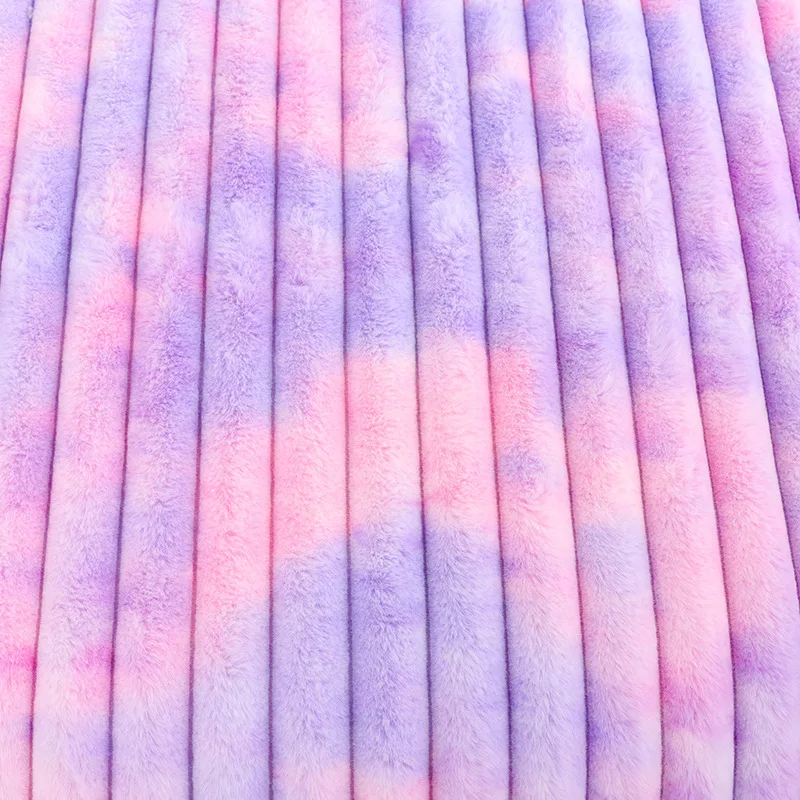 

Gradient Stripe Tie Dyed Plush Fabric Rainbow Color Autumn Winter Thick Clothing Toy Home Textiles Diy Sewing Fabric