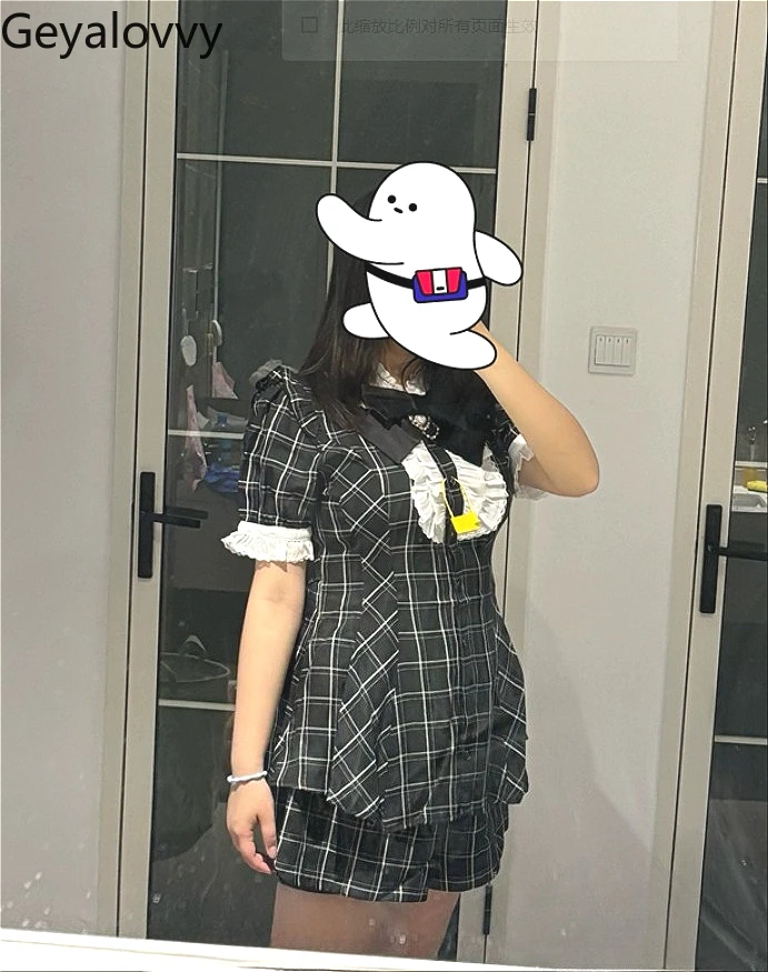 

Summer New Women's Two Piece Sets Fashion Lolita Japanese Style SC Suit Female Sweet Cut Short Sleeve Top and Shorts Outfits