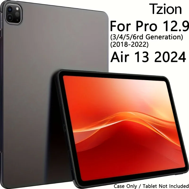 case for iPad Pro 12.9 2018 2020 2021 2022 Slim Soft Cover with Honeycomb Cooling System, Matte Black Protective Case Compatible