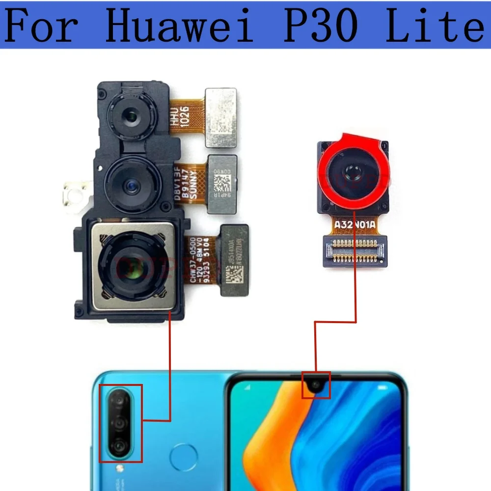 

Original For Huawei P30 Lite P30lite Front Rear View Back Camera Frontal Main Facing Small Camera Module Flex Replacement Part