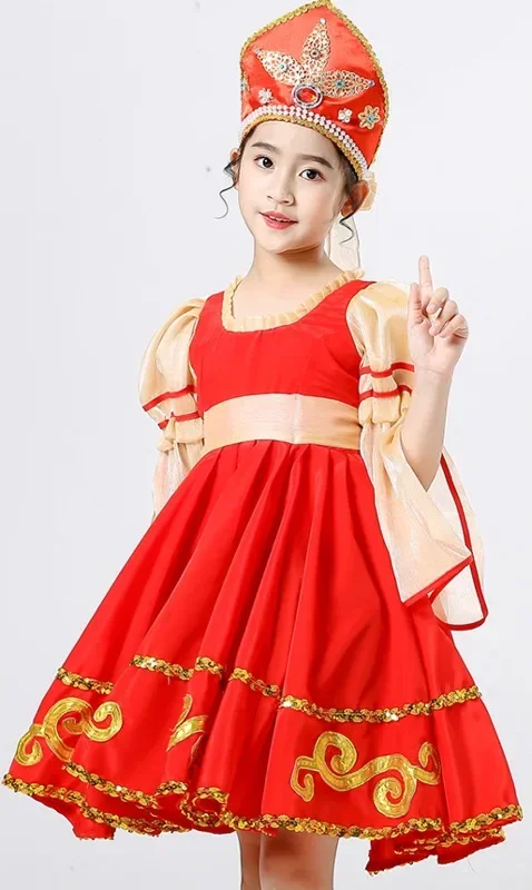 New Classical Elegant Russian National Dance Dress Adult Girl Kids Women Stage Performance Costume European Princess Stage Dress