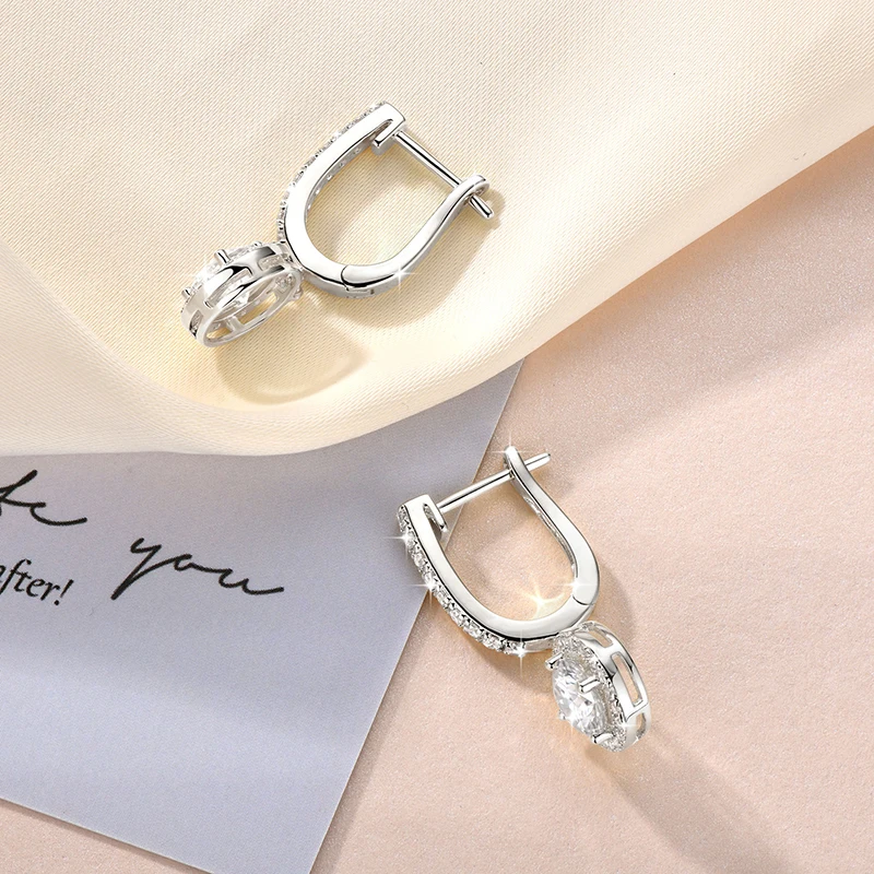 Lnngy Trendy 14K Gold Filled Dangle Earring 6,5MM 1CT runde Moissanit-Tropfenohrringe für Frauen, funkelnder Hochzeitsschmuck, Geschenk – Detail 8