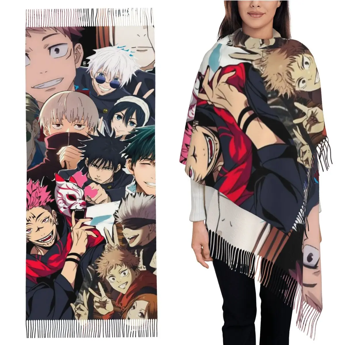Megumi Besto Friendo Jujutsu Kaisen Sukuna аниме шарф с кисточками шарфы для женщин шали и накидки большая осенне-зимняя шаль накидка