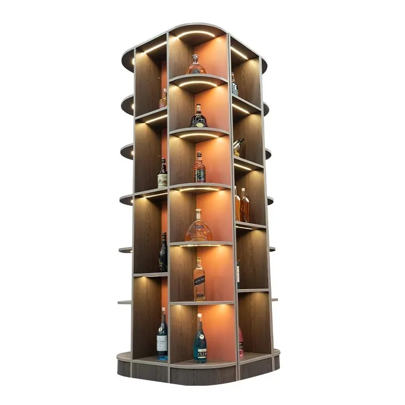 

Commercial Design Round Wooden Display Racks Luxury Winery Wine Rack Large Wine Whiskey Display Wine Cabinet