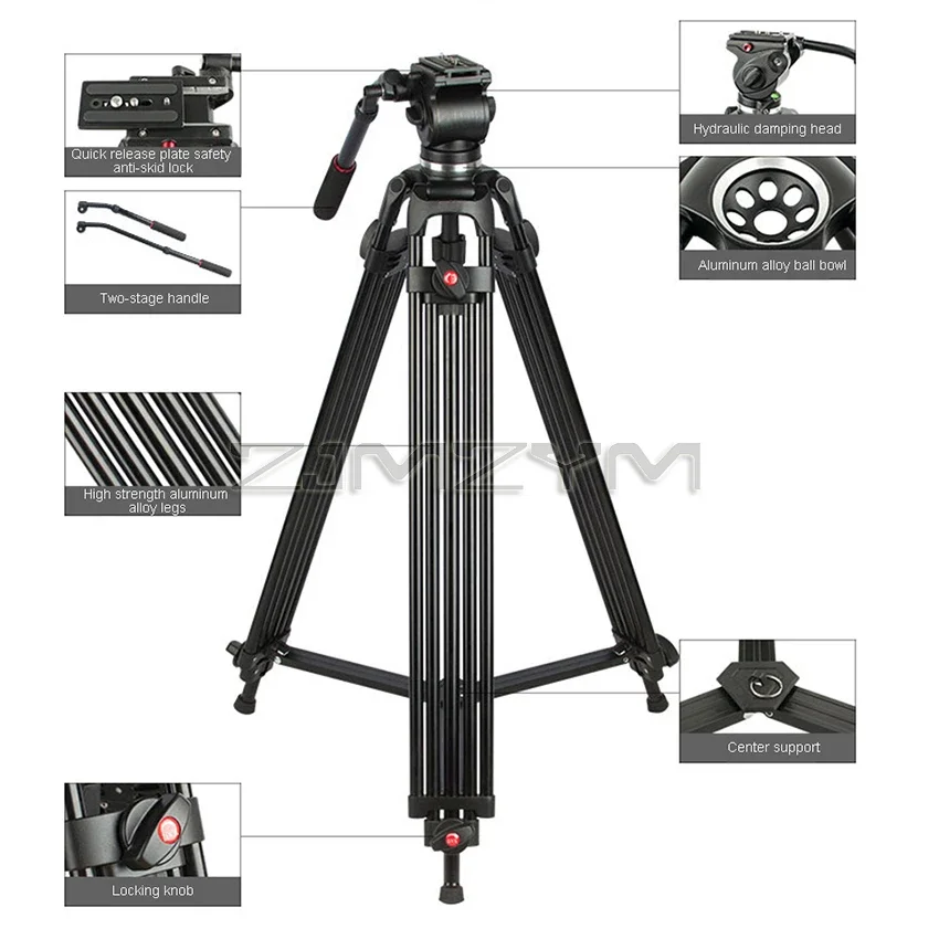JY0508 Professional Camera Tripod Video Tripod/Dslr Hydraulic Damping Tripod Fluid Head Damping video with Hand bag