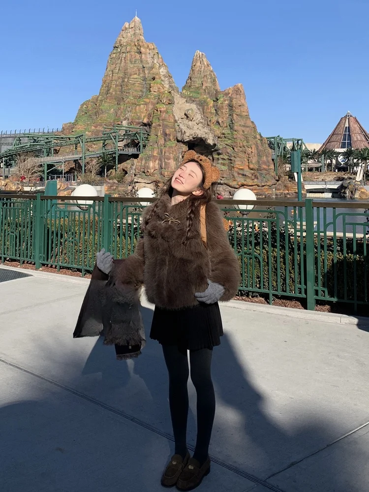 

Пальто женское Meme Benben Rich Mocha Museum из искусственного меха, имитирующего натуральный, экологичное, повседневное, с длинными рукавами