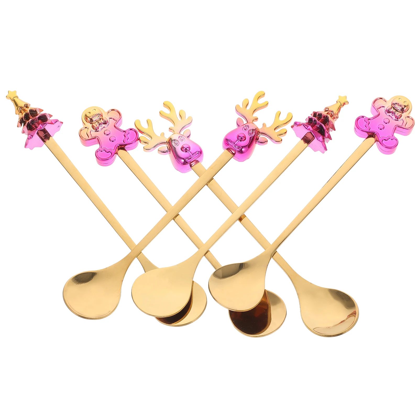 

6 Pcs Dessert Spoon Gift Chocolate Spoons Coffee Stir Tea Hot Kit Golden Decorative