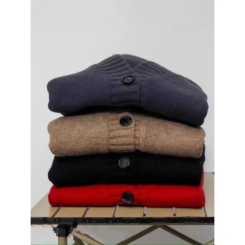 2026 medium and long cardigan women's 100%wool sweater European goods high-end autumn and winter cashmere knitted sweater jacket