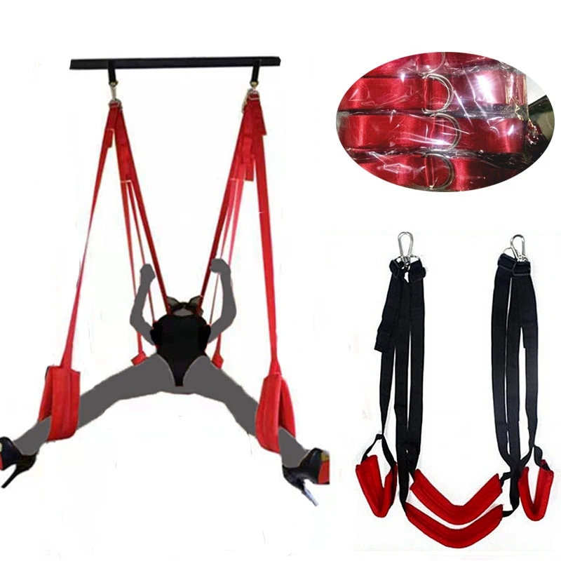 Couples Sex Swing Soft Seat and Leg Bondage BDSM Restraint Cuff Enhancer Erotic Hanging Door Swing Adult Sex Toys Sex Furniture