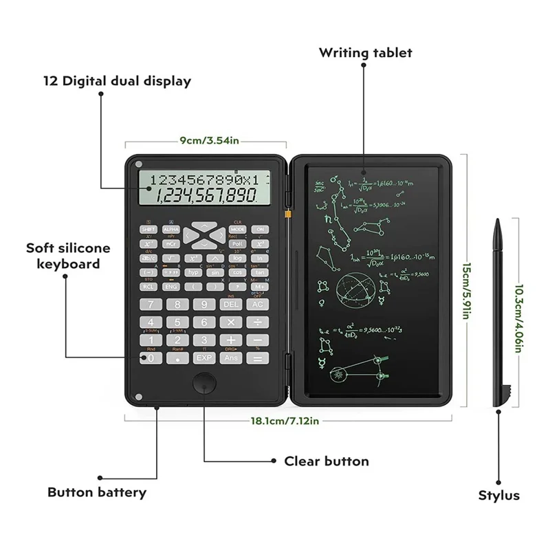 Efficient-Calculator, Scientific Calculators 12-Digit Calculator Writing Tablet, Foldable Financial Calculator,For School Office