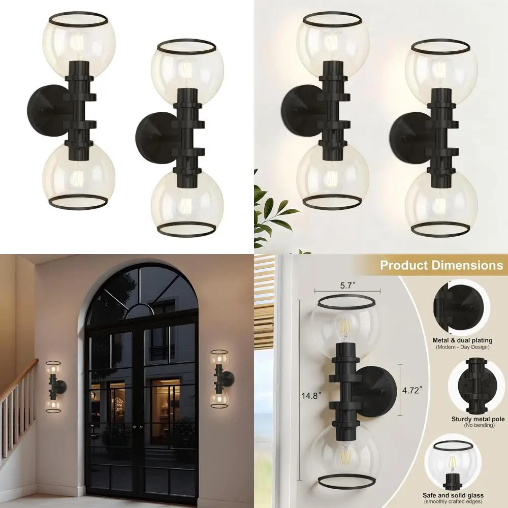 

Pair of 2025 Modern Clear Glass Wall Sconces for Bathroom, TV Area, Kitchen, Living Spaces, Halls, Bedrooms