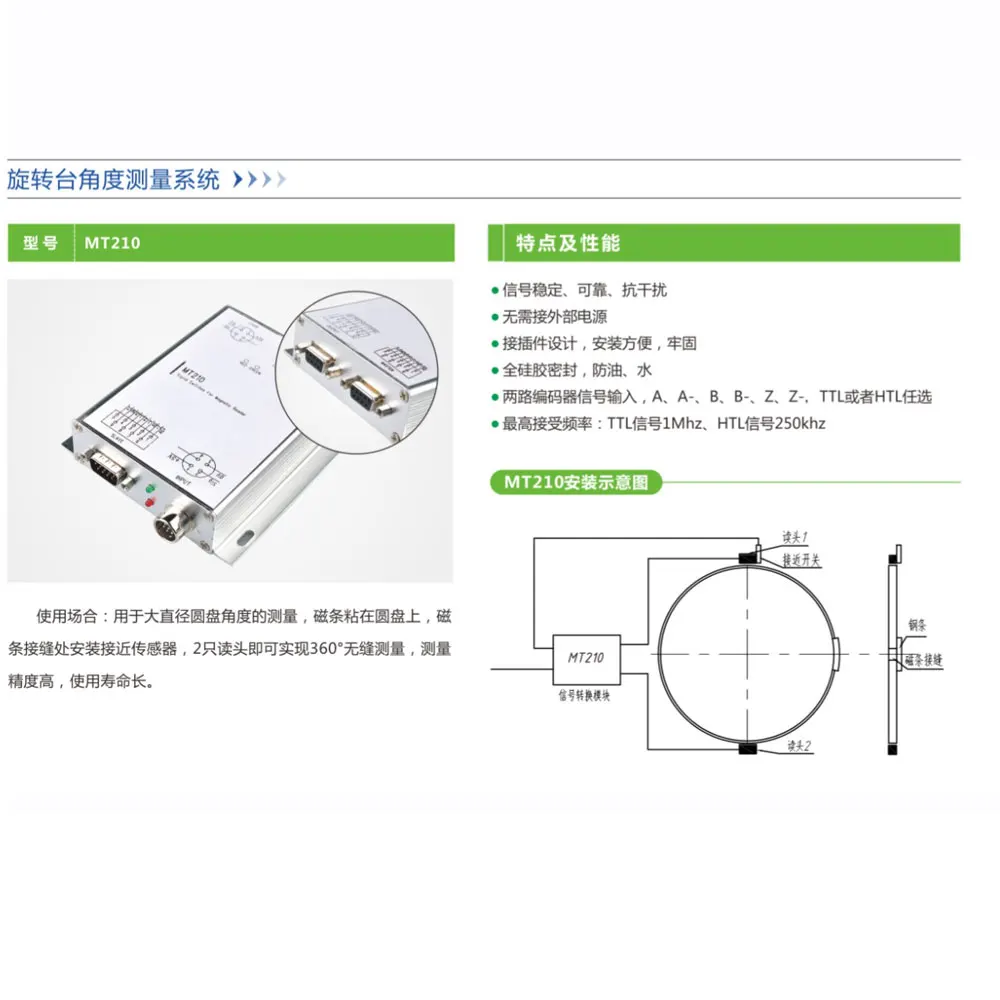 High precision linear scale encoder, magnetic grating angle 360 °, minute second display, conversion, connection converter