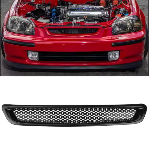 Black Grill Mesh Front Hood Grille Front Hood Grille Grill Air Intake Mesh Fit for Civic 96‑98 JDM Type‑R