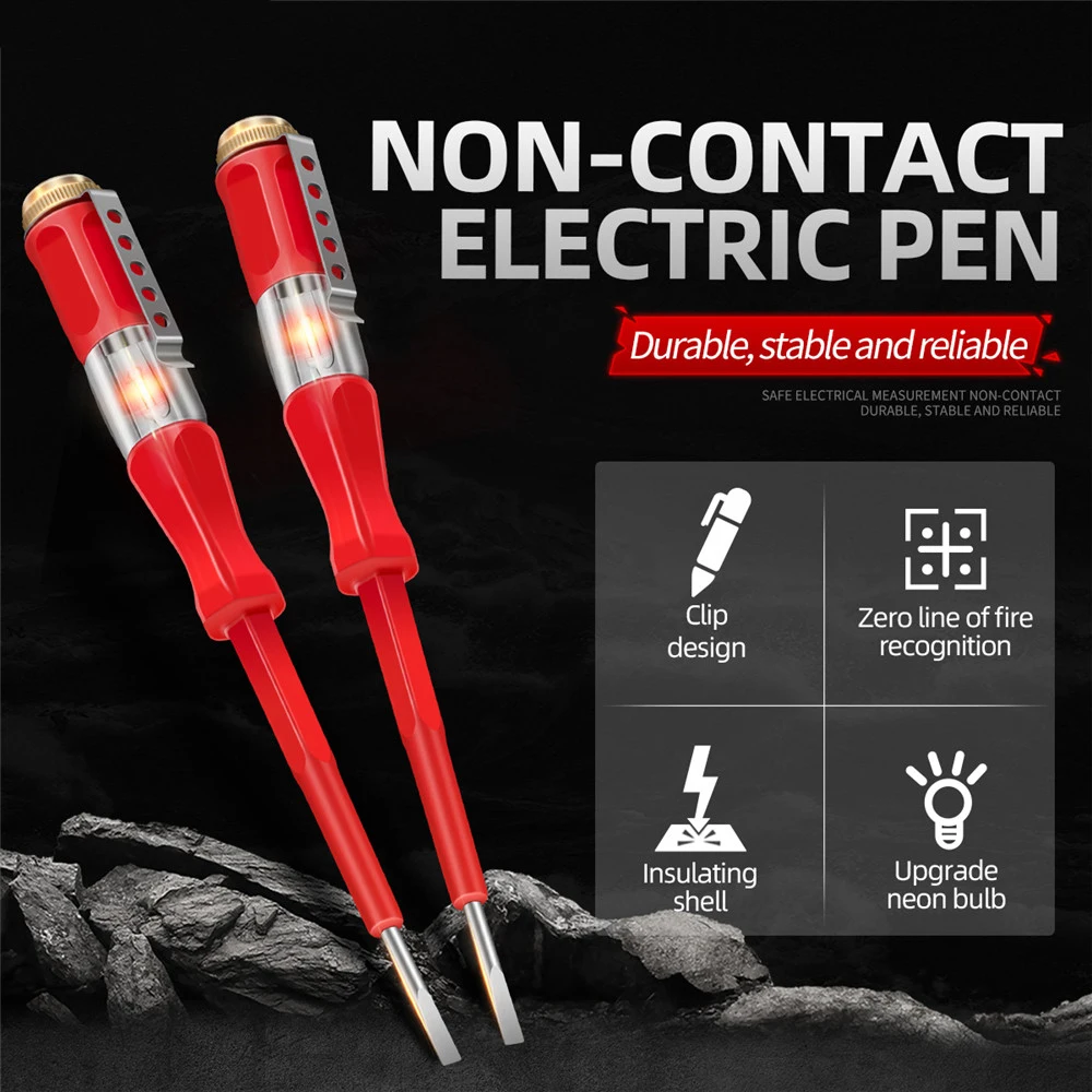 B07 Word Screwdriver Test Pen Pressure Indicator Test Pen Tester Screwdriver 100-500V Neon Light Non-contact Insulation Test Pen