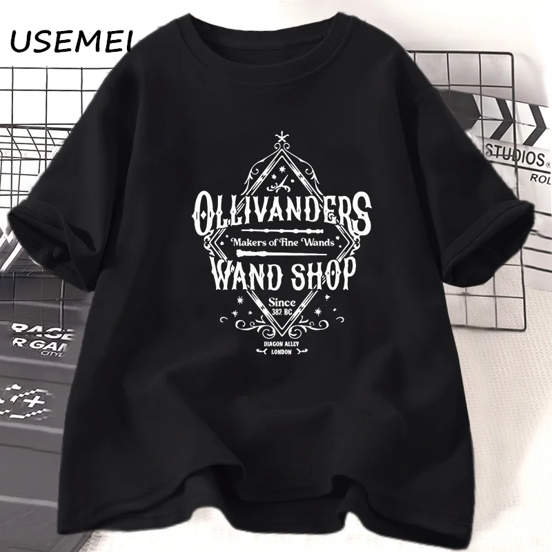 Ollivander Zauberstab Shop T-Shirts für Frauen Sommer Baumwolle T-Shirts lässig Kurzarm Grafik druck T-Shirt ästhetische Kleidung T-Shirt