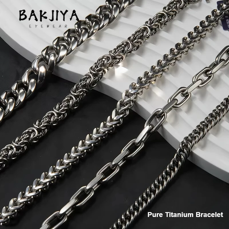 Top Quality Pure Titanium Bracelet Unisex, 4 Size (7.0/8.0/9.0/14mm) Hypoallergenic Cuban Chain No Sweat Corrosion Skin Friendly
