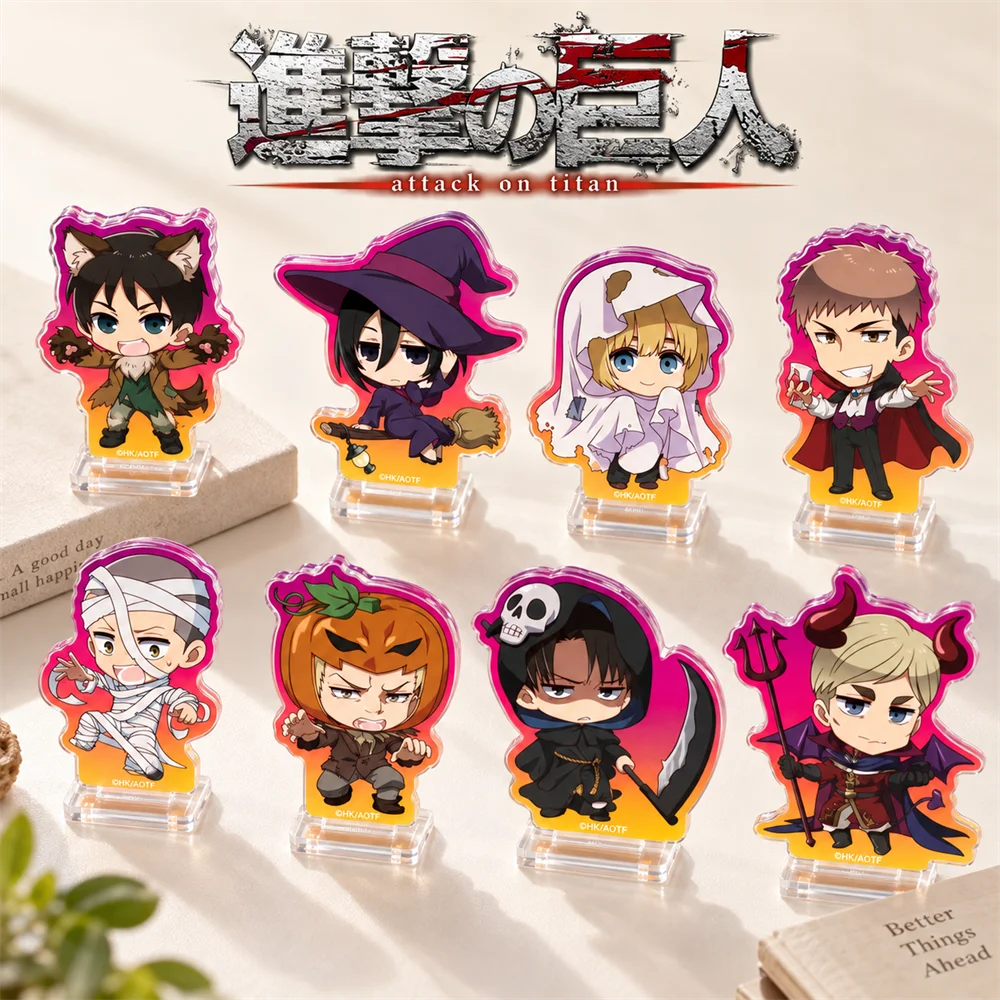 Attack on Titan 10cm Halloween Acrylic Stand Figures Keychain Anime Desktop Tabletop Ornament Otaku Fans Collectible Gift