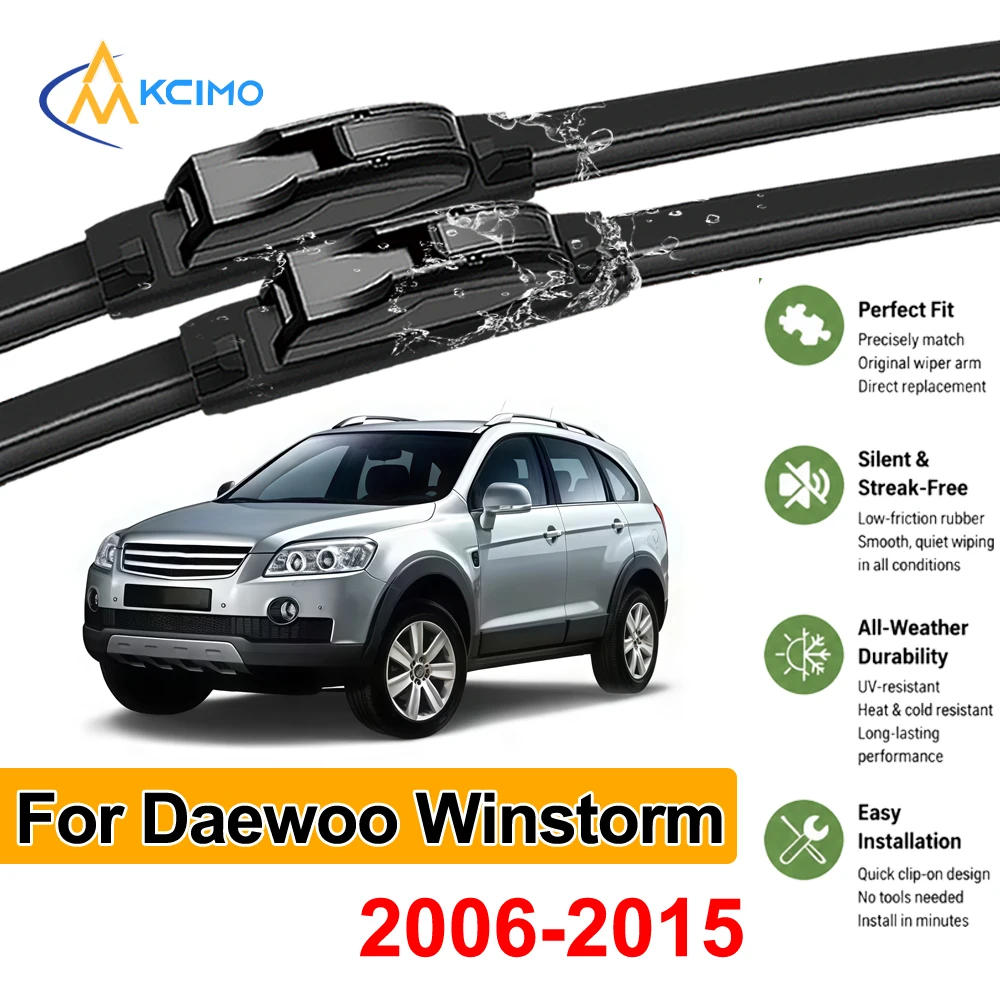 All-Weather Rubber Windshield Wipers For Daewoo Winstorm MaXX 2006-2015 Front Pair Beam Wiper Blades Set Easy Installation