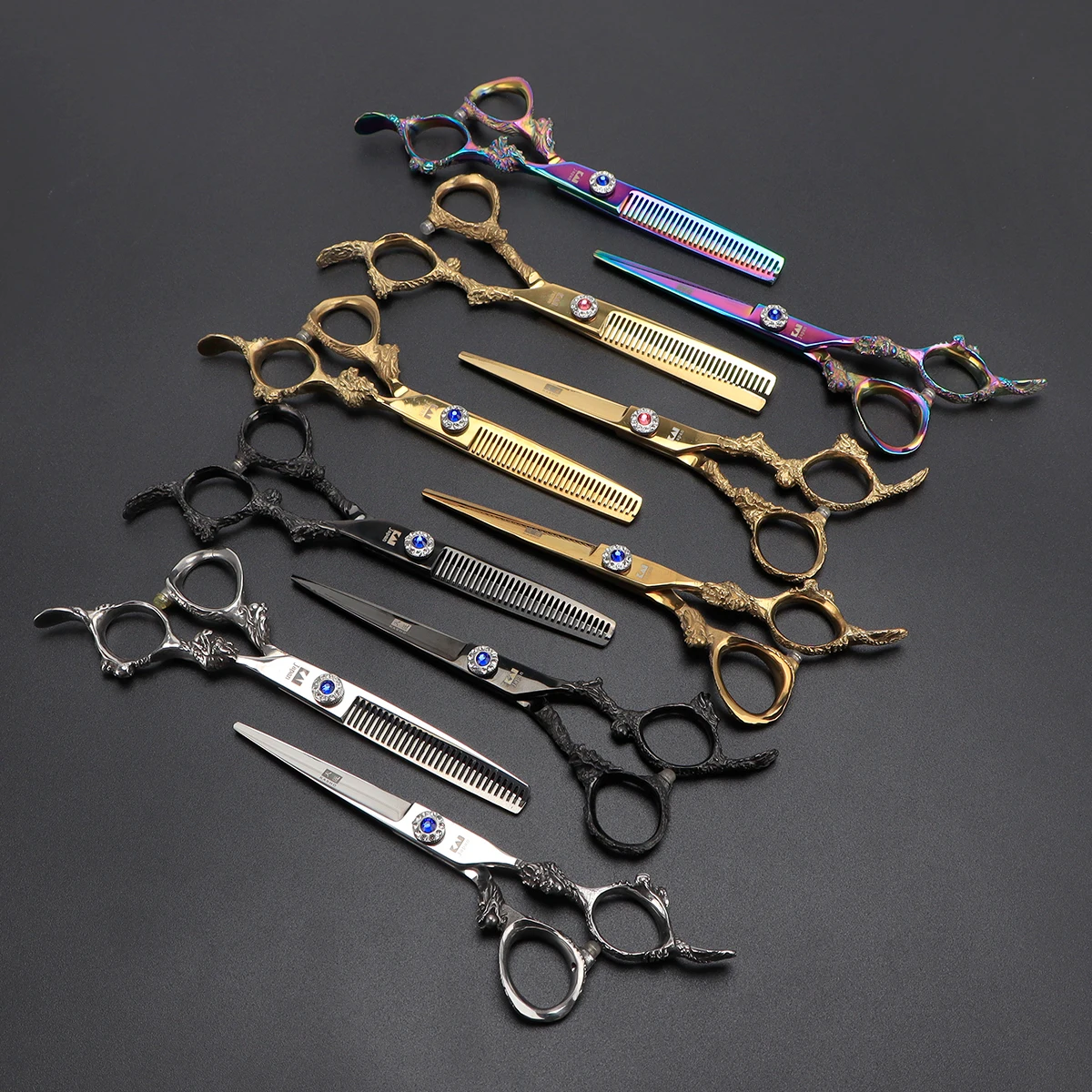 

Profissional Hairdressing Scissors 6.0in Hair Cutting+Thinning Style/Color The dragon handle Barber Shears High Quality Salon