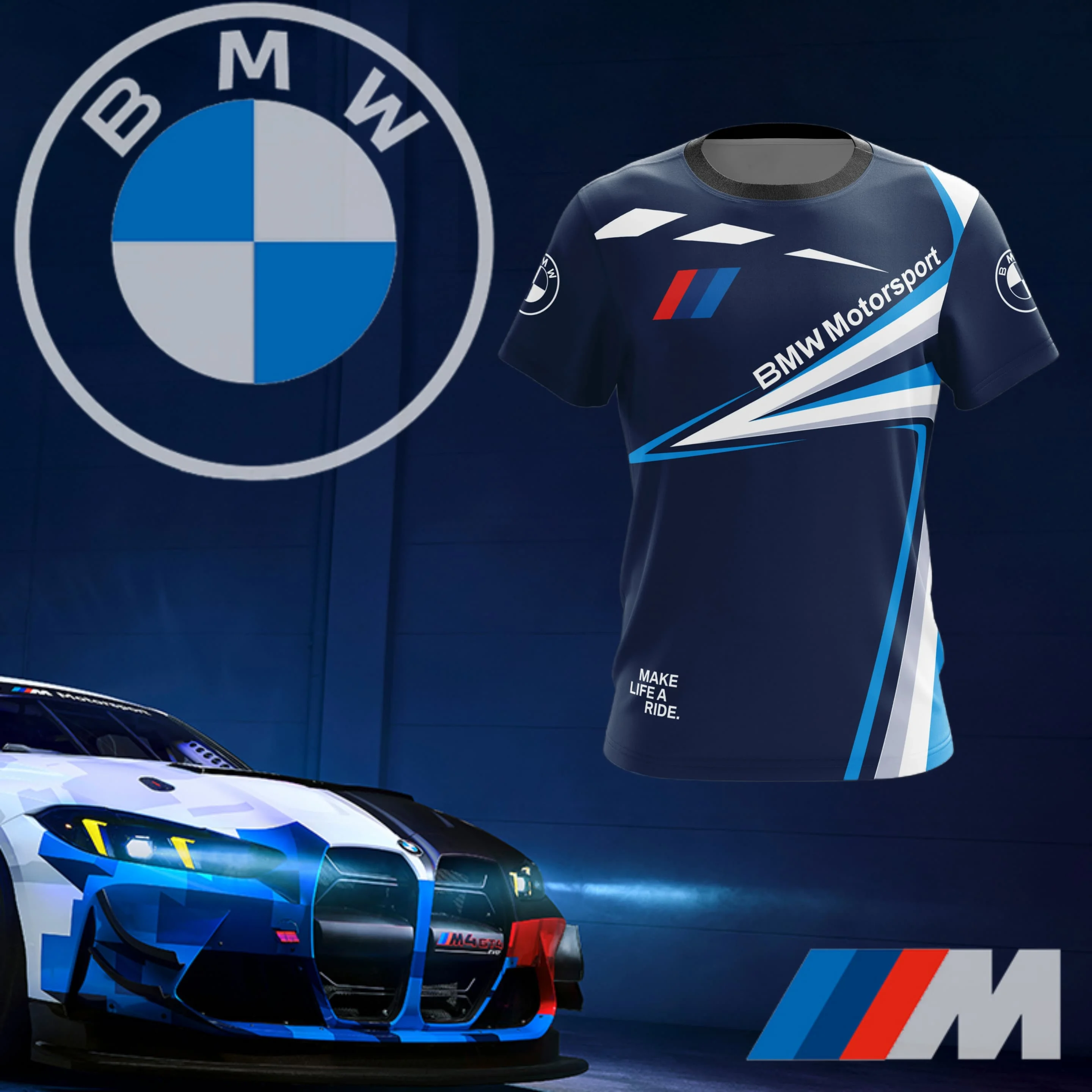 

BMW Motorsports MAKE LIFE A RIDE Quick-Drying T-Shirt Outdoor Leisure Sports Cycling Short Sleeve Men's Loose Off-Road Top