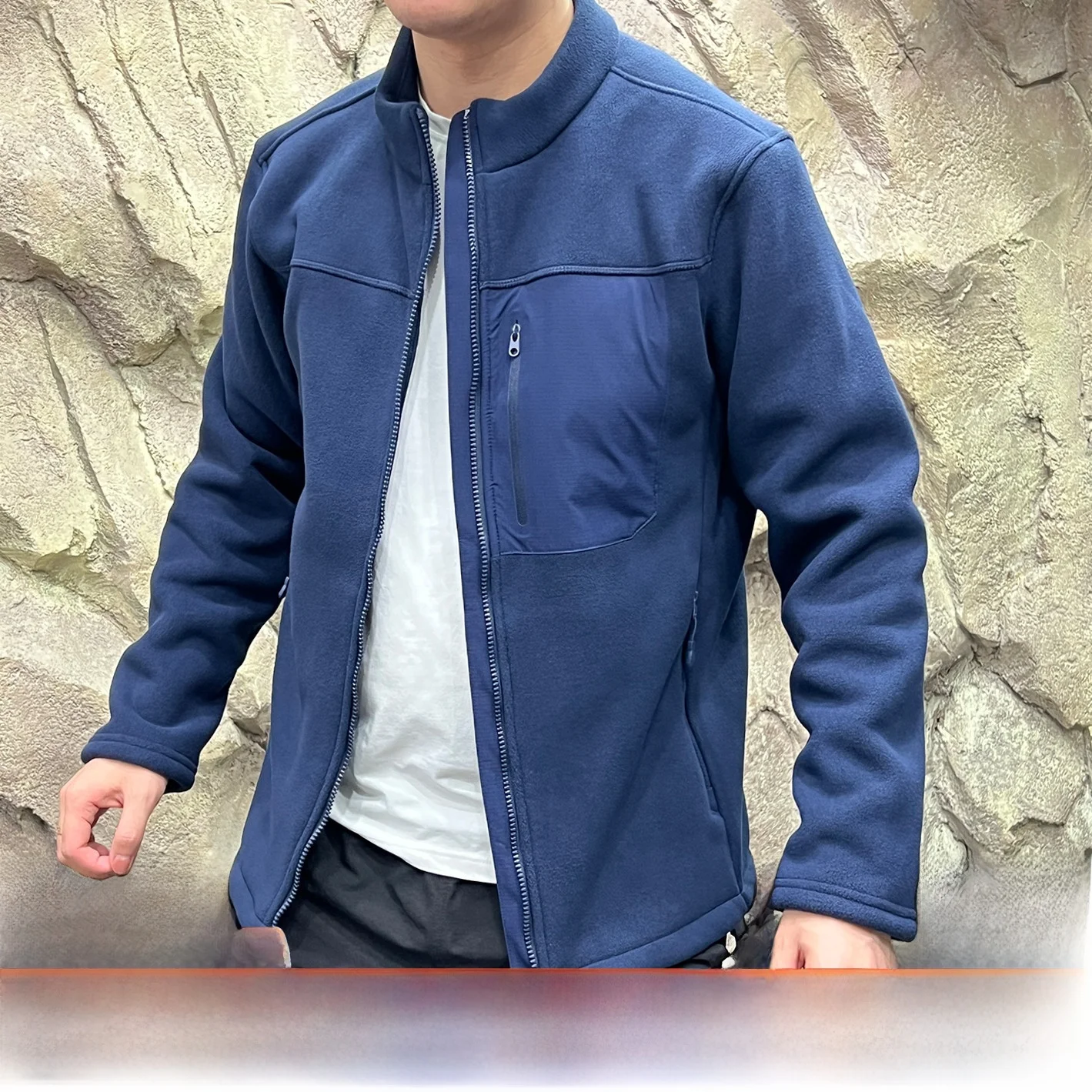 

High-End Fce Lined Breathable Outdoor Jaet for Men Windproof Warmth Retention Ultra Fine Fce Autumn Winter Outerwear