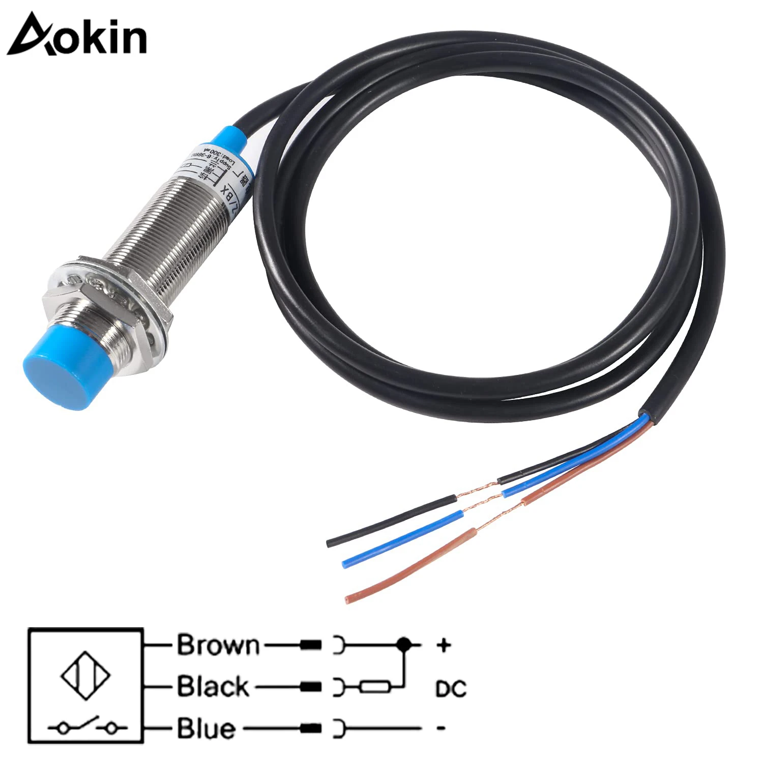 LJ18A3-8-Z/BX NPN NO Inductive Proximity Sensor Switch Detector 8mm Detecting Distance DC 6-36V M18 Approach Switch 300mA 3 Wire