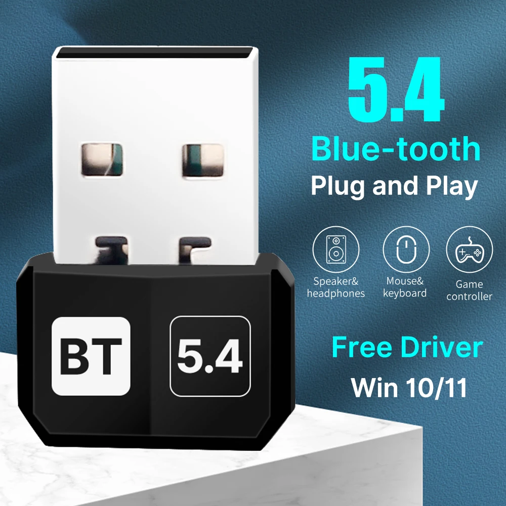 

USB Bluetooth 5,4 адаптер беспроводной передатчик приемник аудио Bluetooth для Bluetooth адаптер для Win10/11 драйвер бесплатно