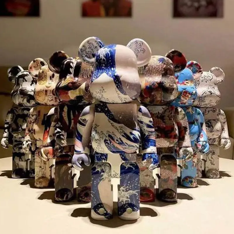 

Bearbrick 400% Surfing Starry Night Earth Multiple Styles 28cm Height 11 Inch Desktop Decorative Ornaments Building Block Bear