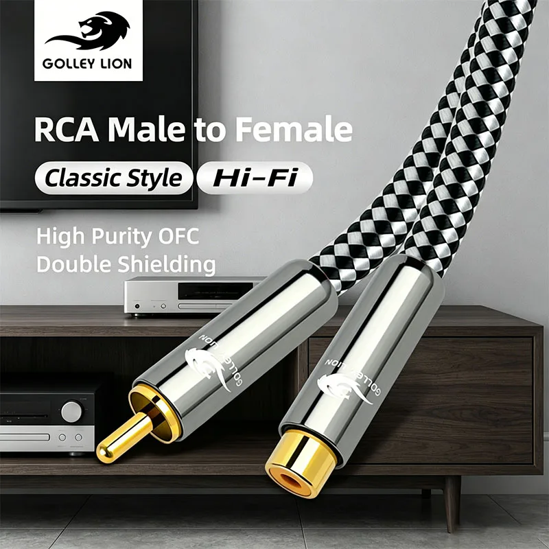 Cable Coaxial de Extensión de Audio y Video GOLLEY LION RCA de 1m, 3m, 5m, 1 RCA Macho a 1 RCA Hembra para HDTV