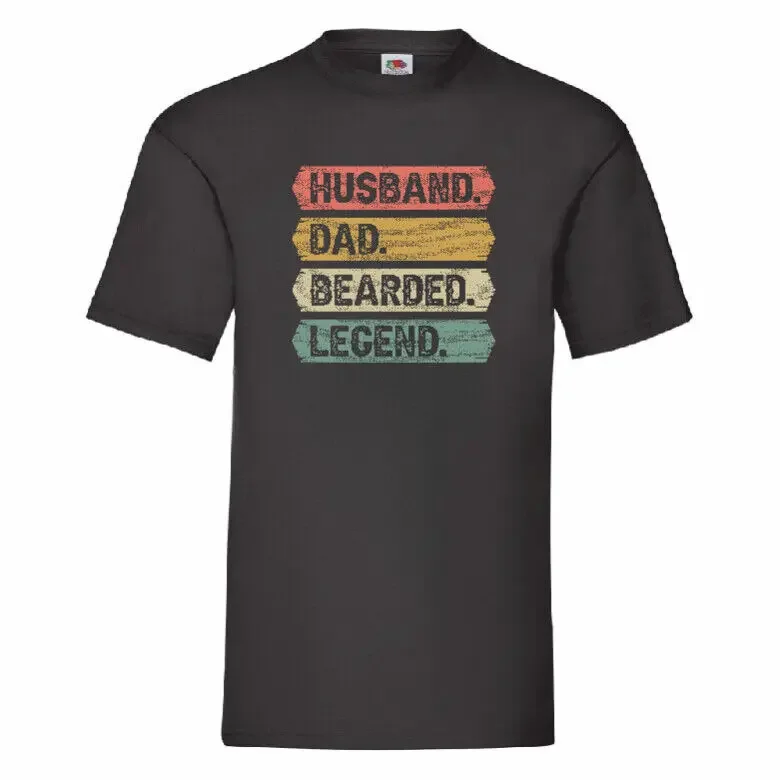 Husband Dad Bearded Legend T Shirt Small-2XL