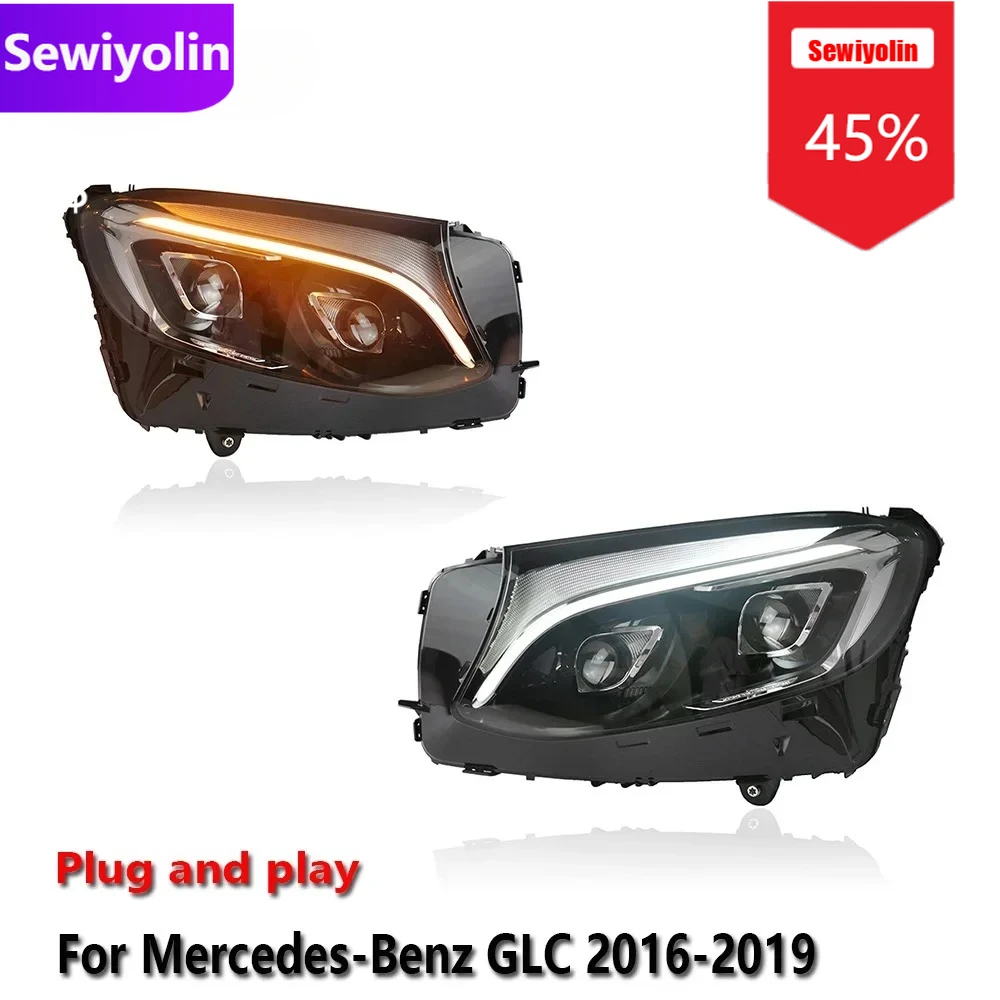 

Sewiyolin Car DRL LED Headlight Assemblies For Benz GLC W253 2016-2019 Fog DRL Brake Turn Signal Lamp Plug And Play
