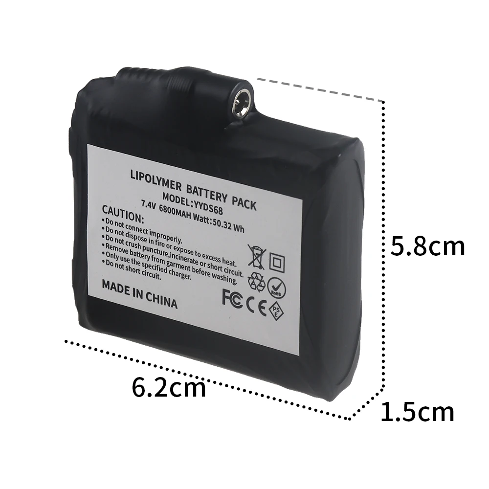 New High-Quality7.4 V, 6800mAh Rechargeable Lithium Polymer Battery for Heated Gloves Winter Heating Stockings Battery Equipment
