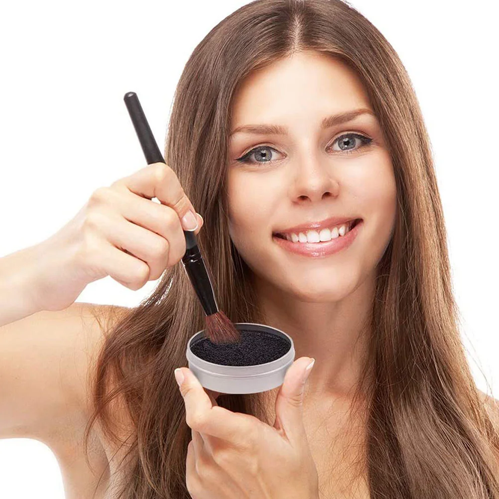 5 juegos de estuche de limpieza para brochas de maquillaje, esponja de carbón activado Premium, removedor de Color compacto de tamaño de viaje, limpiador de brochas eficiente