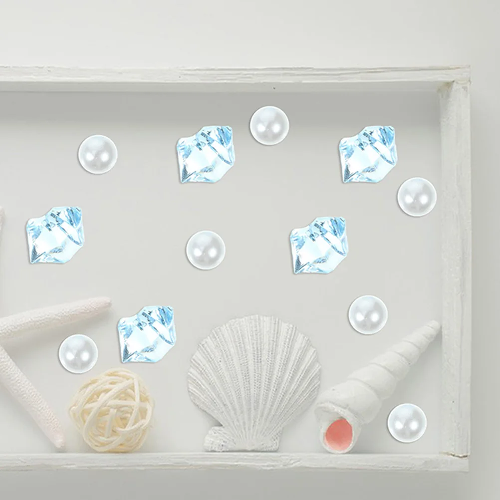 파란색 부서진 플라스틱 구슬 1세트, 매끄럽고 무거운 물고기 탱크, 꽃병 장식, 조경용 구슬, 수족관 돌, 정원용